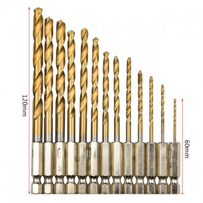 13pc twist drill set/HSS electric screwdriver bit / 1/4 hexagon handle wind power tool